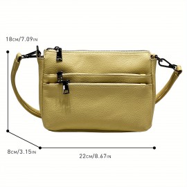 A New Multi-Layer Soft Genuine Leather Women'S Bag with Large Capacity, Featuring a Small Square Design, Suitable for Shoulder And Crossbody Wear, Designed with Multiple Zippers, Perfect for a Luxurious And Versatile Commuting Experience