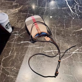 New Genuine Leather Crossbody Bag - Plaid Checkered Design, Detachable Strap & Snap Closure, Large Phone Compartment, Casual Chic Style in Caramel & Black for Everyday Use