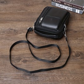 Men'S Genuine Leather Crossbody Bag - Adjustable Strap, Multiple Compartments, Zipper Closure, Black & Brown Options, Perfect for Everyday Use, Secure Travel Bag |