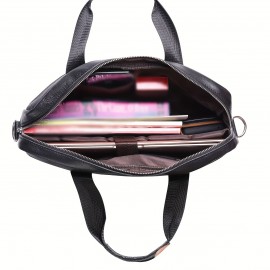 Men's Genuine Leather Business Briefcase - Large Capacity Laptop Messenger Bag with Multiple Compartments, Brown Top Grain Cowhide for Work & Travel, Laptop Bag