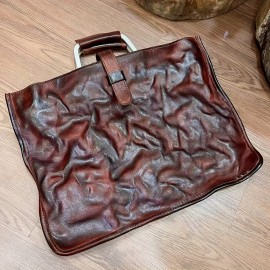 QWQ Men'S Genuine Leather Slim Briefcase Bag - Vintage Handmade Top Grain Shoulder Crossbody Satchel with Double Handles, Deep Brown, Durable & Stylish for Work, Travel, or Everyday Use, Travel Accessory, Classic Design, Sturdy Construction, Briefcase Men, Mens Tote Bag, Tote Bag, Tote Bags, Travel Accessories, Travel Bag, Work Bag