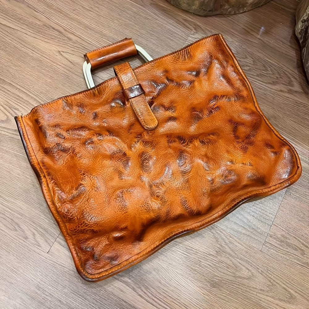 QWQ Men'S Genuine Leather Slim Briefcase Bag - Vintage Handmade Top Grain Shoulder Crossbody Satchel with Double Handles, Deep Brown, Durable & Stylish for Work, Travel, or Everyday Use, Travel Accessory, Classic Design, Sturdy Construction, Briefcase Men, Mens Tote Bag, Tote Bag, Tote Bags, Travel Accessories, Travel Bag, Work Bag