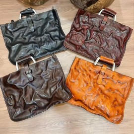 QWQ Men'S Genuine Leather Slim Briefcase Bag - Vintage Handmade Top Grain Shoulder Crossbody Satchel with Double Handles, Deep Brown, Durable & Stylish for Work, Travel, or Everyday Use, Travel Accessory, Classic Design, Sturdy Construction, Briefcase Men, Mens Tote Bag, Tote Bag, Tote Bags, Travel Accessories, Travel Bag, Work Bag