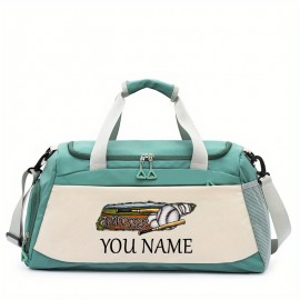 Customizable Soccer-Themed Large Capacity Gym Bag with Shoe Compartment, Adjustable Shoulder Straps & Multi-Functional Storage Pockets - Perfect for Basketball, Travel & Daily Use