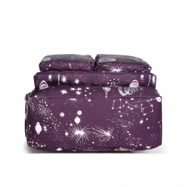 Women's Large Capacity Backpack - Stylish Purple Cosmic galaxy Backpack with Multiple Compartments, Heavy-Duty Nylon School Bag, Laptop Backpack for Women & Teens, Travel, College, Work - Space-Themed Organizer