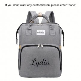 Personalized Embroidery Diaper Bag for Women, Large Capacity Mommy Backpack with Portable Foldable Design, Lightweight Travel Bag with Stroller Straps, Custom Name for Maternity, Hospital, Vacation, Outing