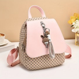 Stylish Women's High Quality Synthetic Leather Backpack - Soft Shell Lightweight Travel Bag with Multiple Pockets, Adjustable Straps & Charms (Bright Pink/Coffee Brown/Terracotta/Black), Casual Daypack, Backpack for Travel